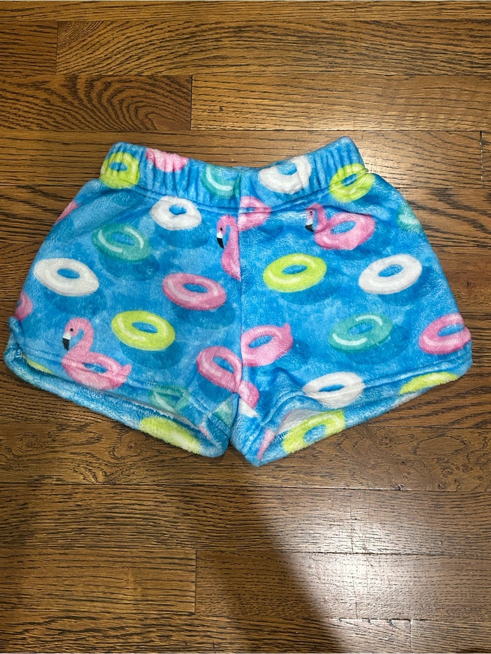 Plush Blue Flamingo & Ring Kids Shorts